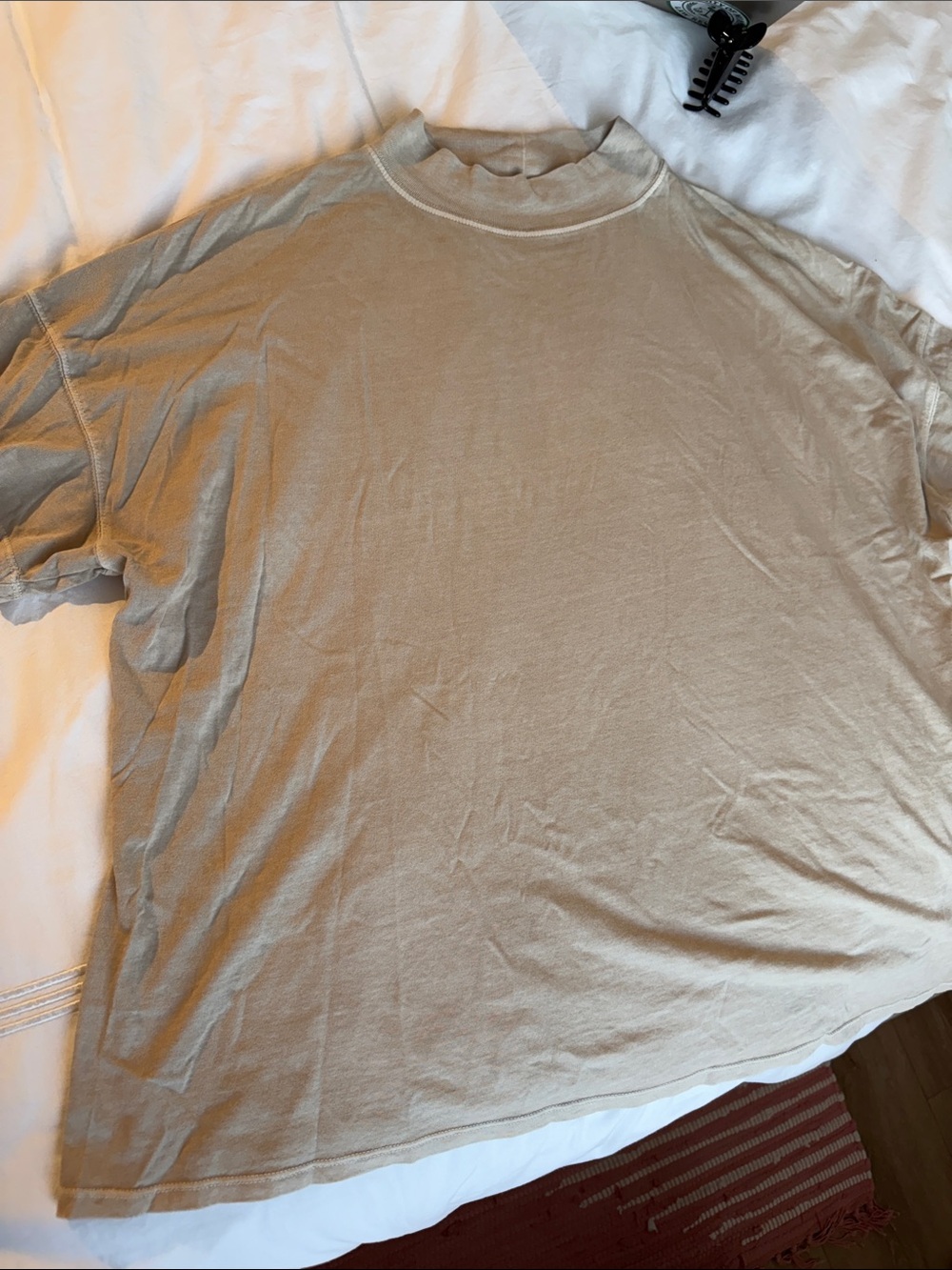 We The Free Beige Short-Sleeve Mock Neck